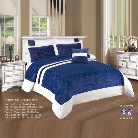 Milanobedlinen Comforter Eskimo Fur Velvet 8pcs Set